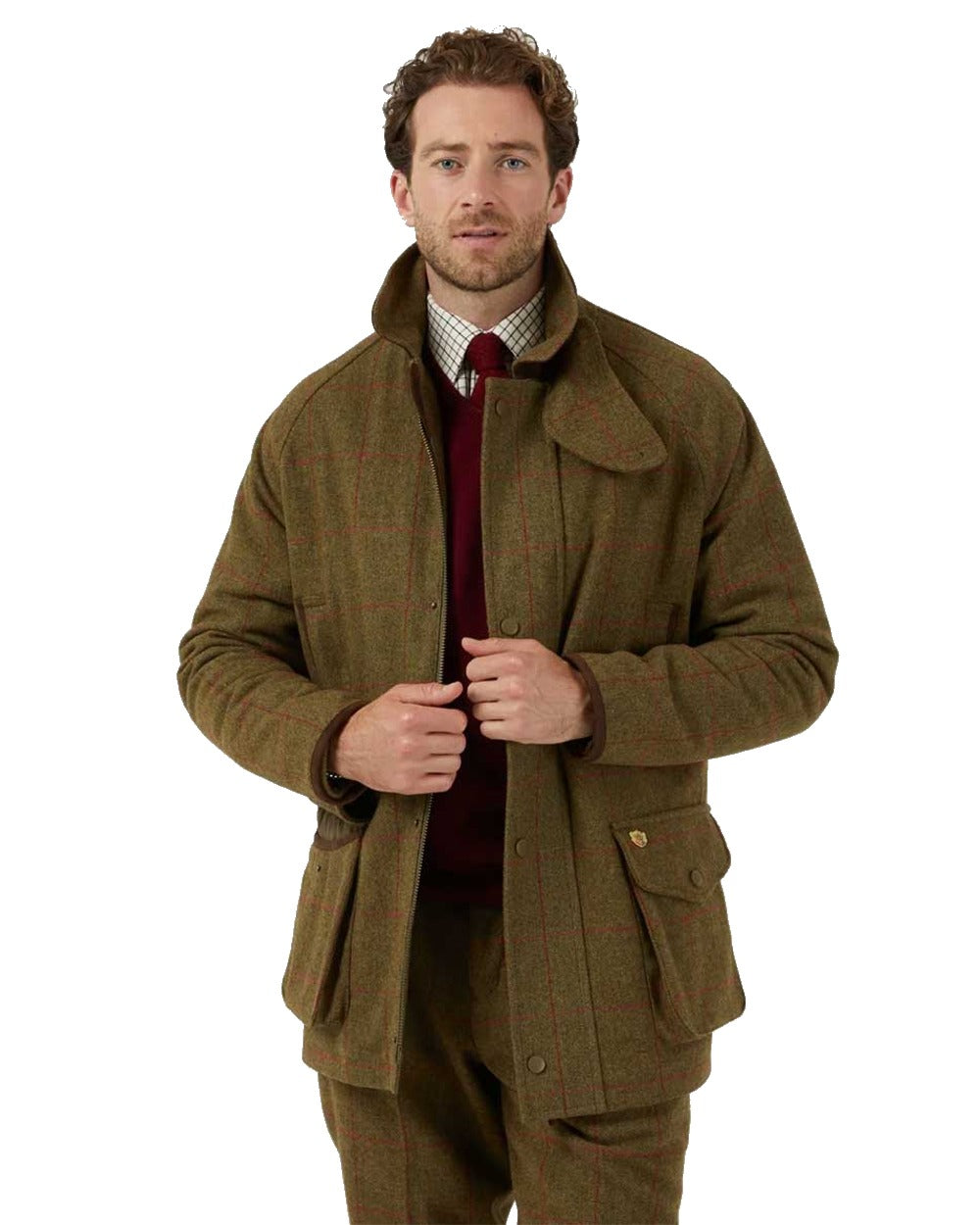 Alan Paine Combrook Tweed Waterproof Coat in Sage 