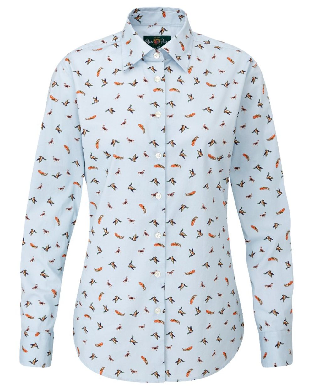 Blue Print coloured Alan Paine Ladies Lawen Printed Shirt on white background 