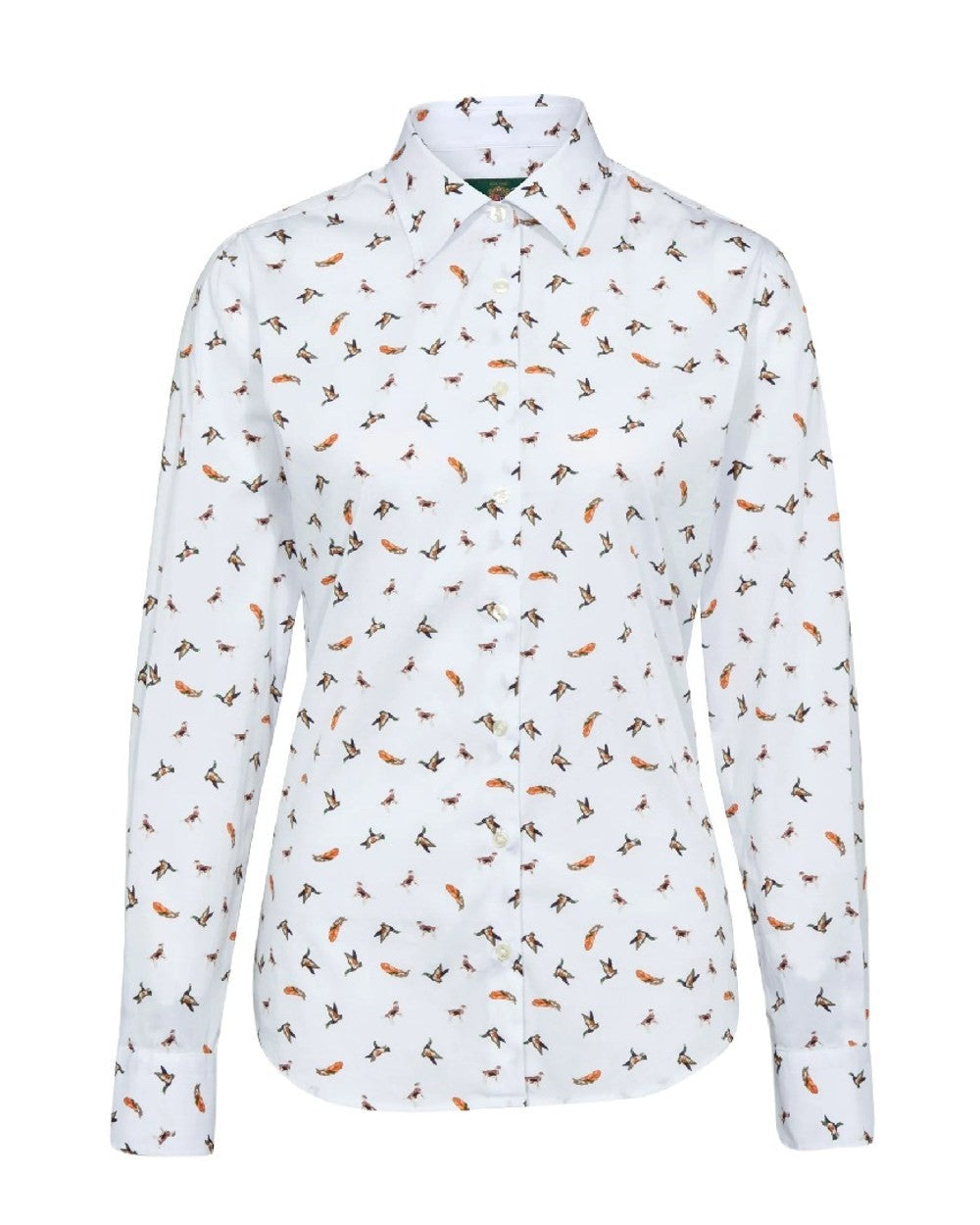 Dog &amp; Duck coloured Alan Paine Ladies Lawen Printed Shirt on white background 