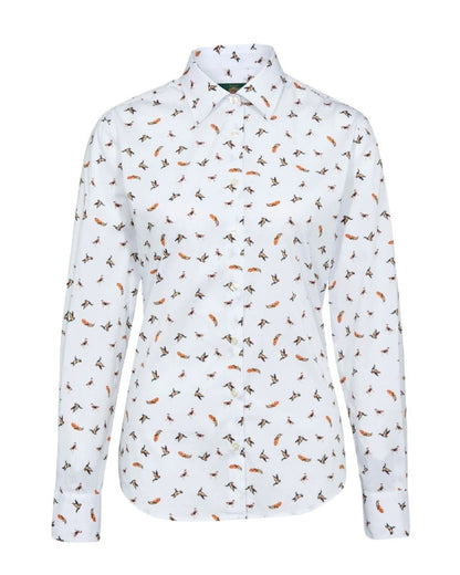 Dog &amp; Duck coloured Alan Paine Ladies Lawen Printed Shirt on white background 