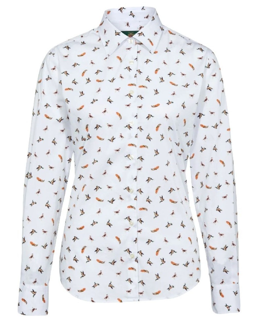 Dog &amp; Duck coloured Alan Paine Ladies Lawen Printed Shirt on white background 