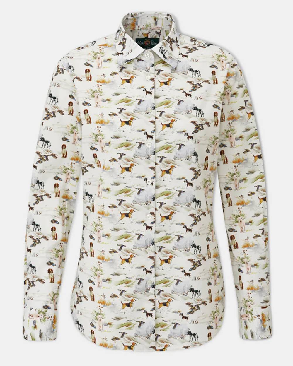 Field Print coloured Alan Paine Ladies Lawen Printed Shirt on light grey background 