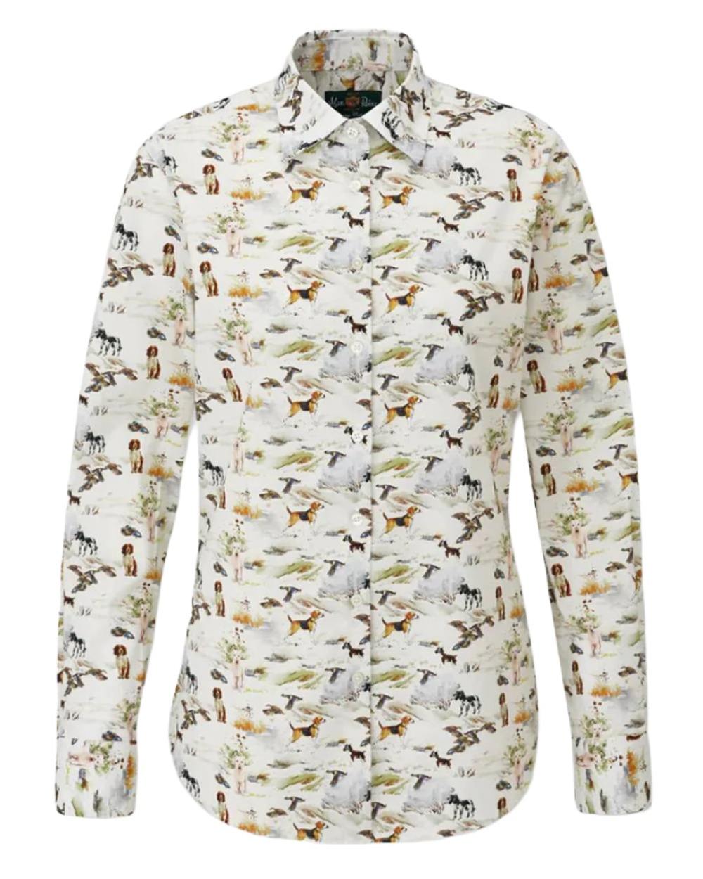 Field Print coloured Alan Paine Ladies Lawen Printed Shirt on light grey background 