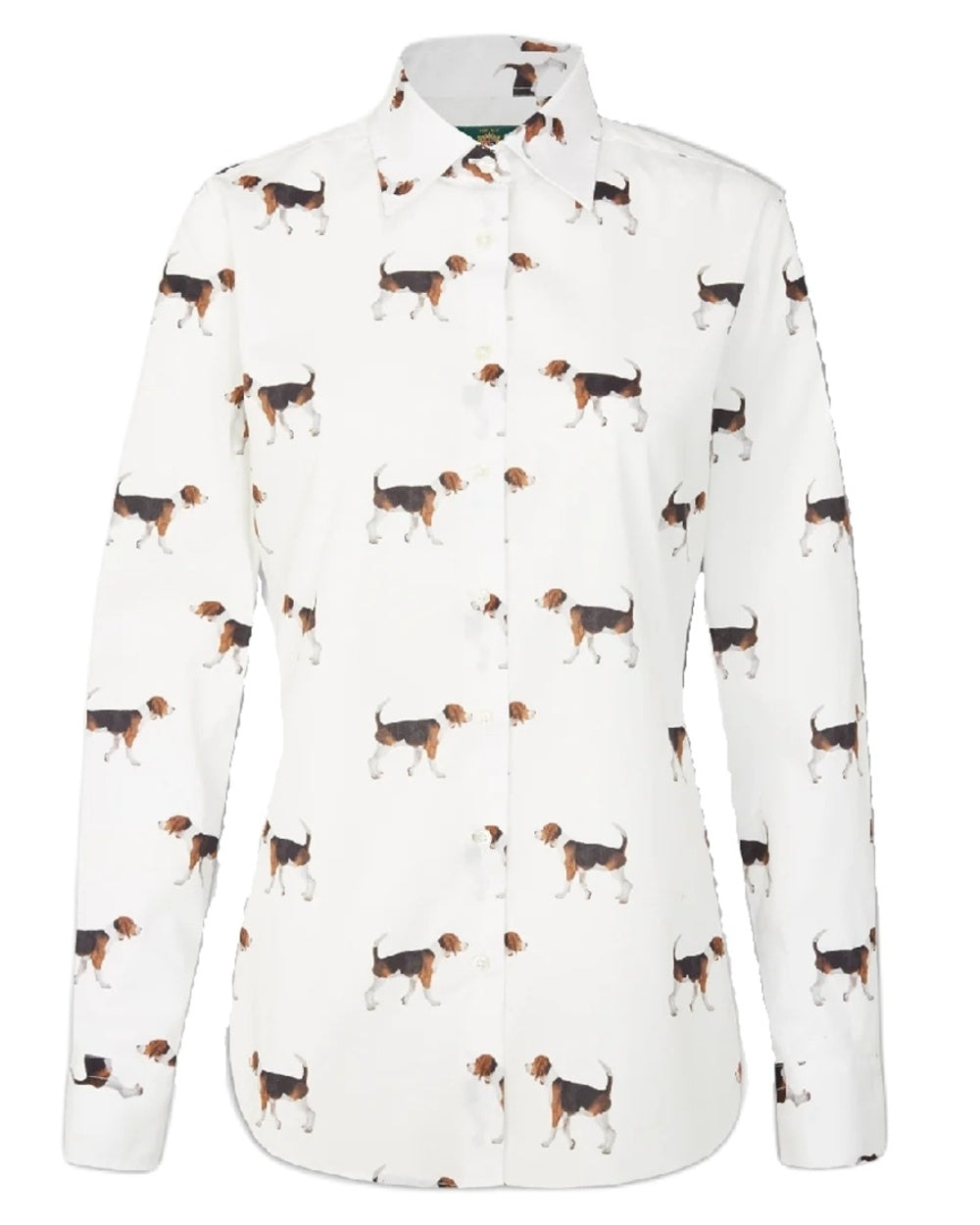 Puppy Print coloured Alan Paine Ladies Lawen Printed Shirt on white background 