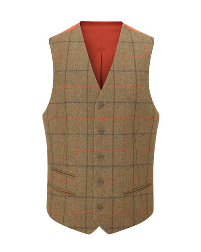 Alan Paine Mens Tweed Lined Back Waistcoat in Thyme 
