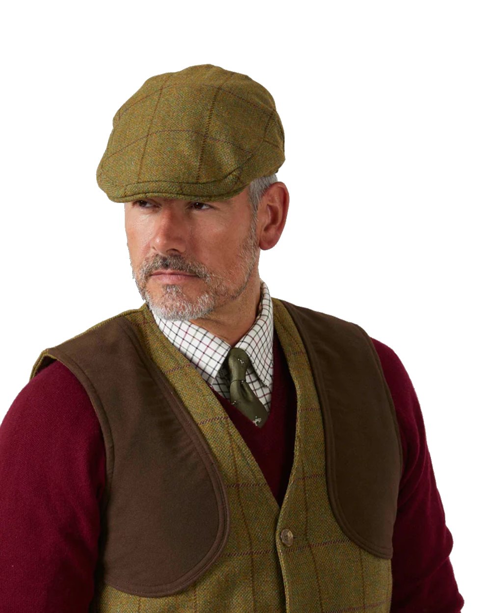 Alan Paine Rutland Waterproof Tweed Flat Cap in Lichen 