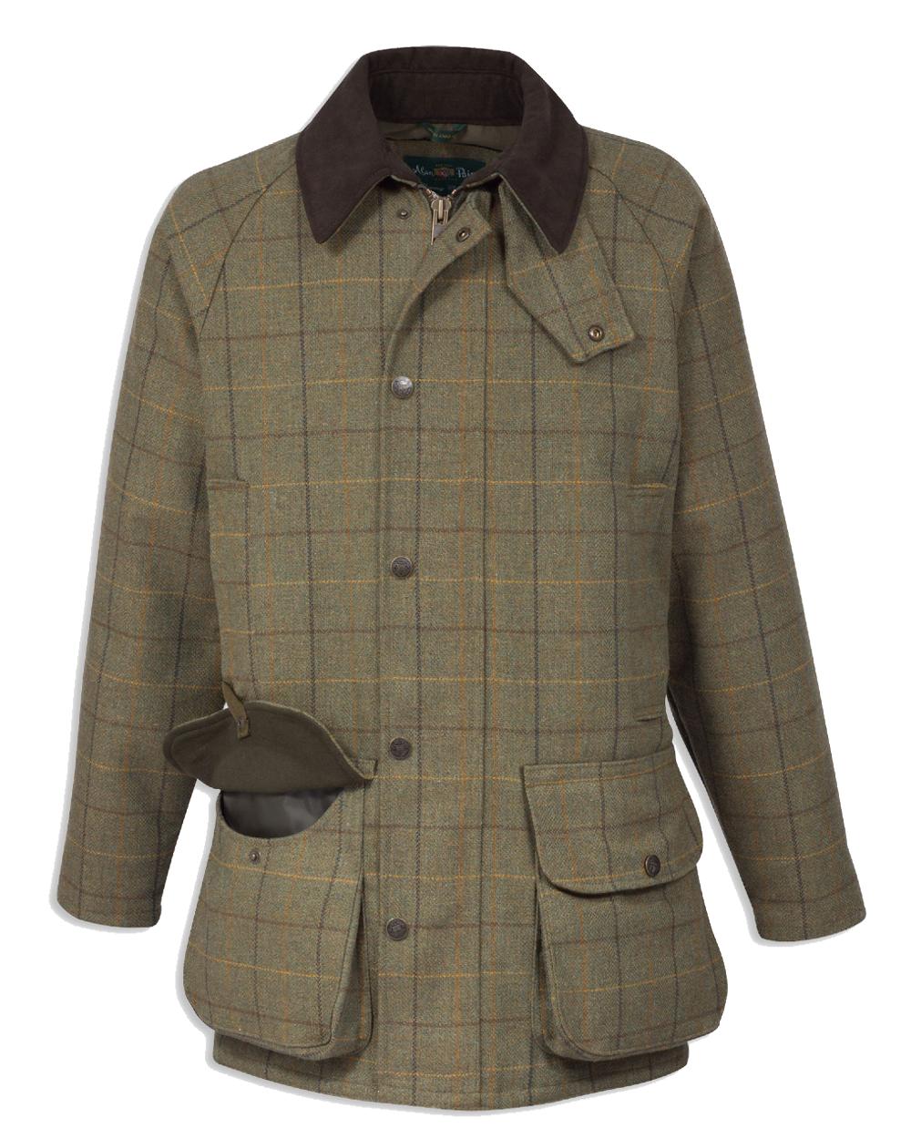 Alan Paine Rutland Waterproof Tweed Shooting Coat in Dark Moss 