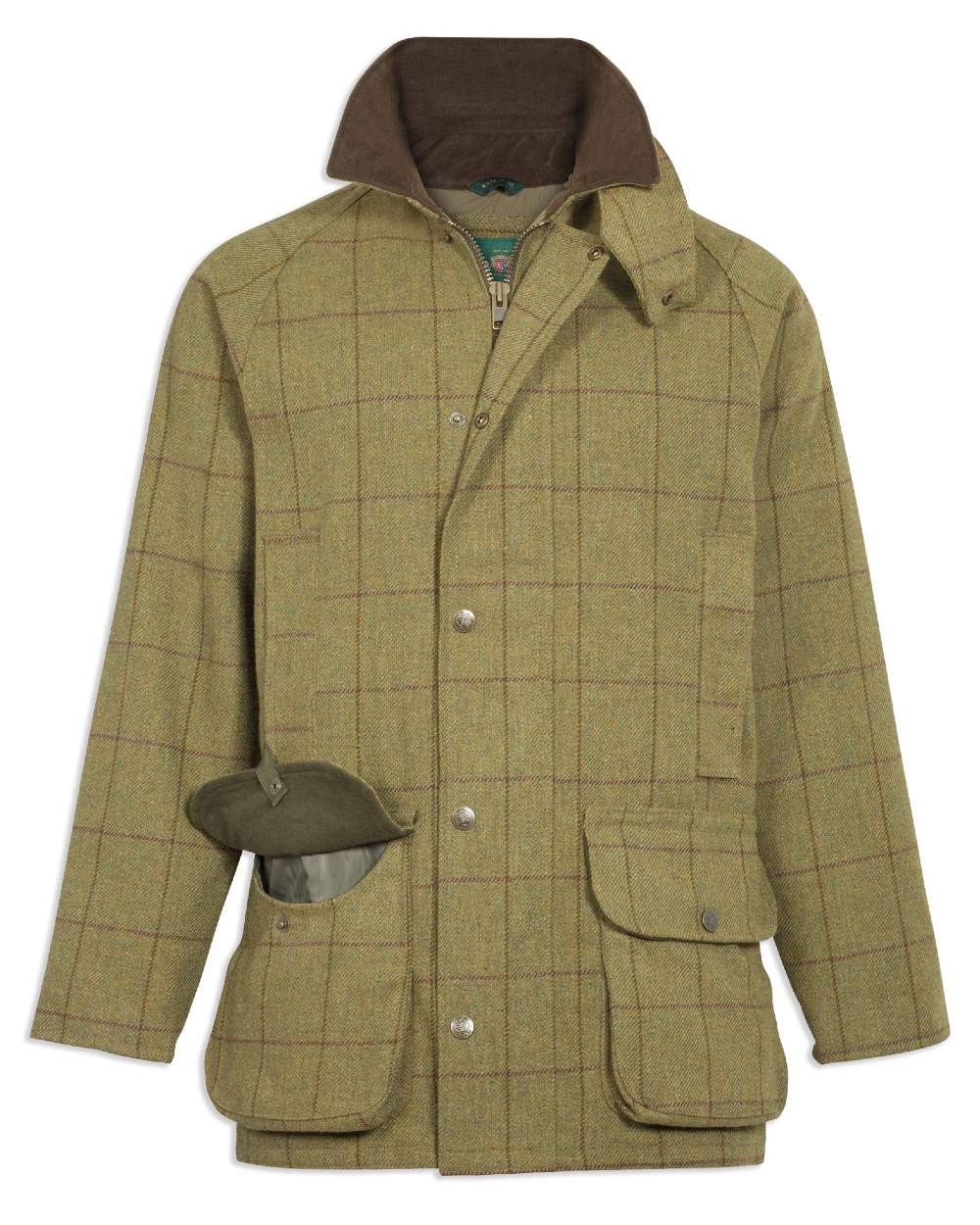 Alan Paine Rutland Waterproof Tweed Shooting Coat in Lichen 