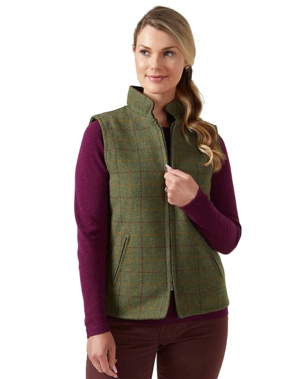 Alan Paine Rutland Womens Tweed Gilet in Pine 