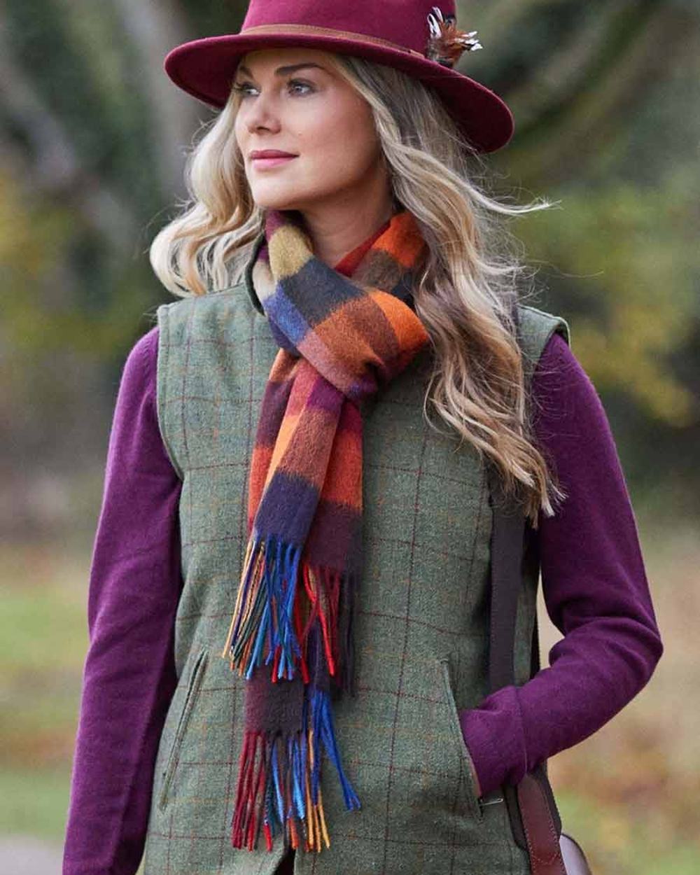 Alan Paine Rutland Womens Tweed Gilet in Pine 