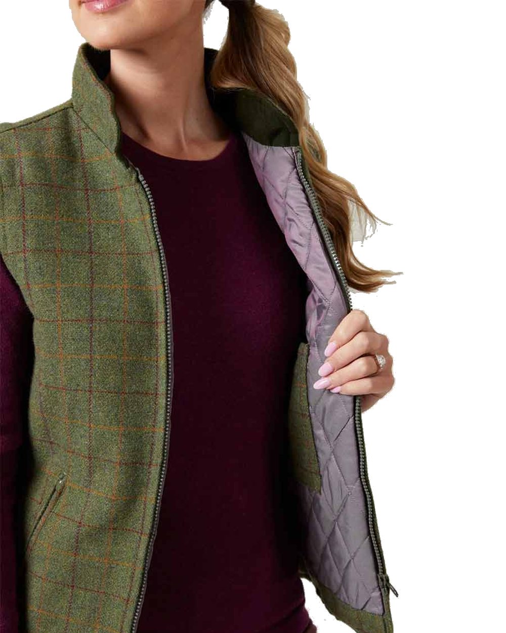 Alan Paine Rutland Womens Tweed Gilet in Pine 