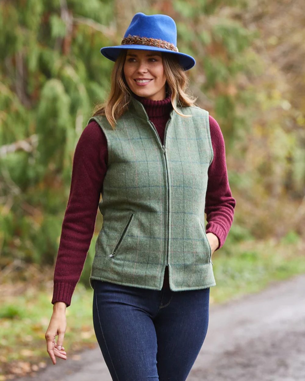 Alan Paine Rutland Womens Tweed Gilet in Spindle 