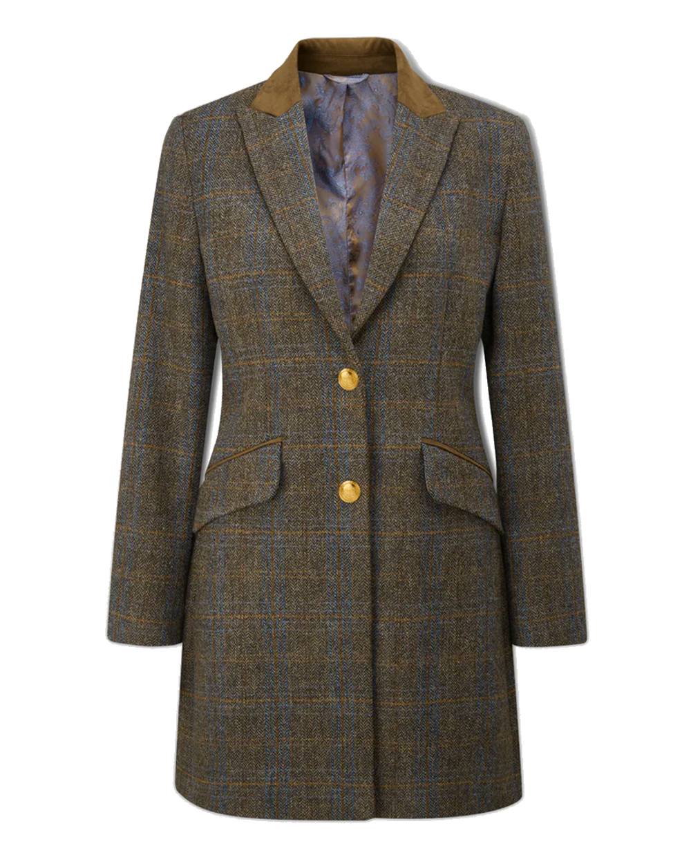 Alan Paine Surrey Mid-Thigh Tweed Coat in Taupe 