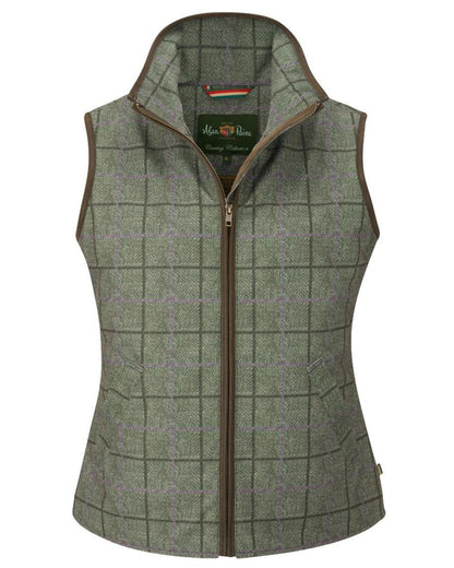 Seagrass coloured Alan Paine Womens Didsmere Gilet on white background 