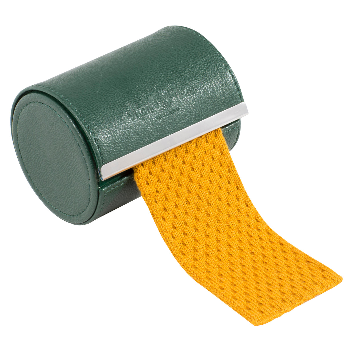 Gold coloured Alan Paine Ripon Knitted Tie on white background 