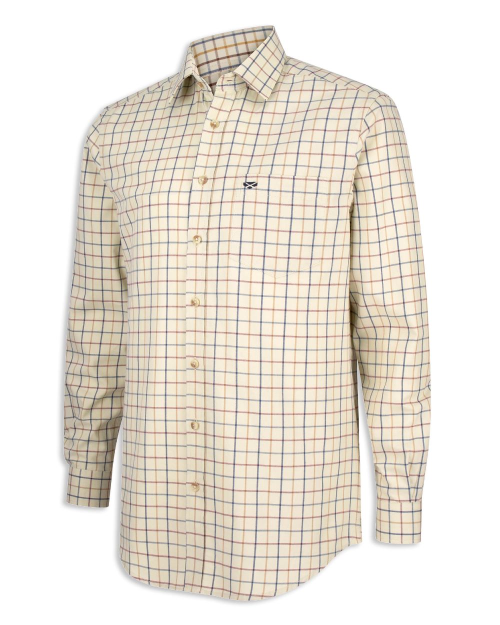 Hoggs of Fife Ambassador Tattersall Shirt in Ivory