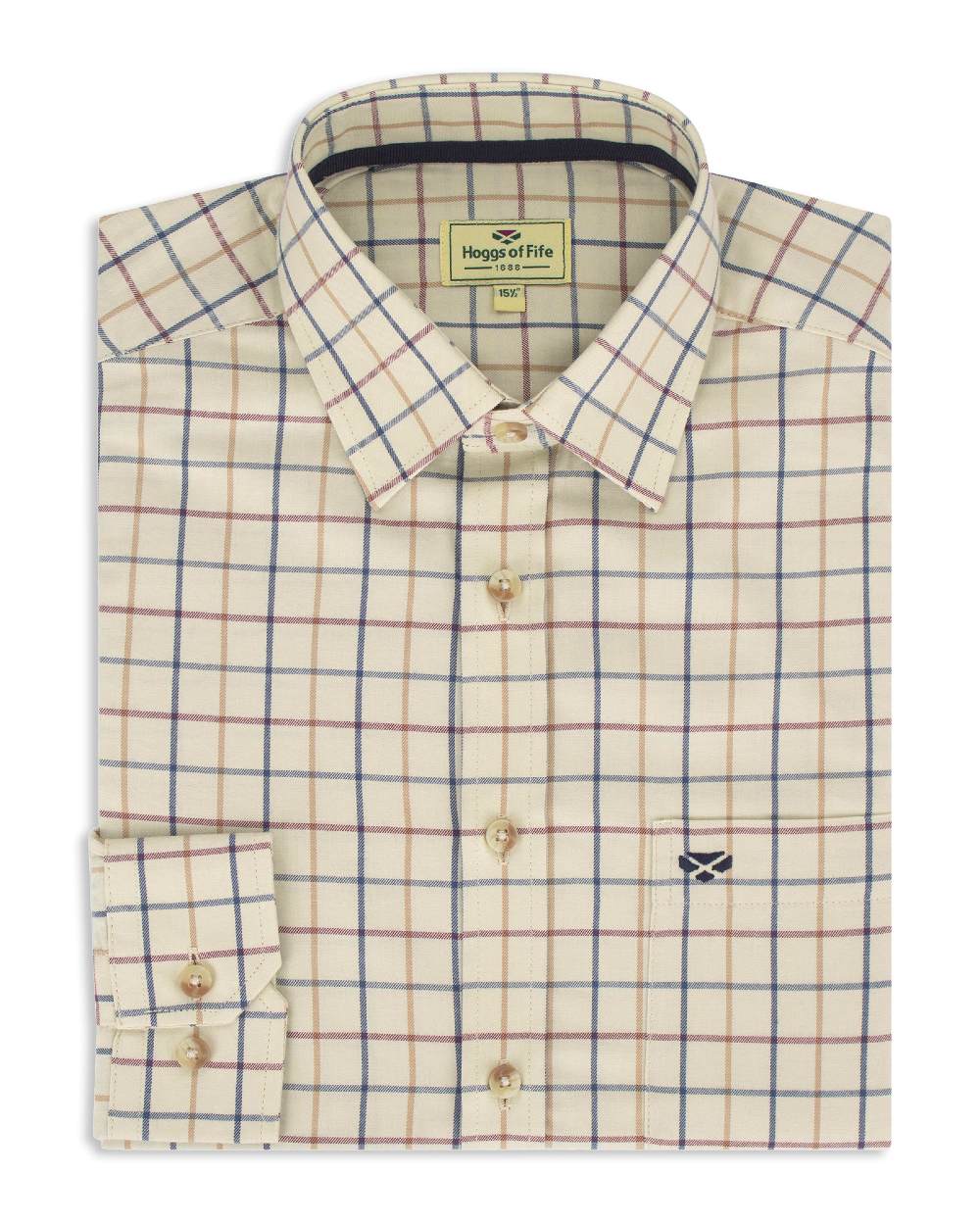 Hoggs of Fife Ambassador Tattersall Shirt in Ivory