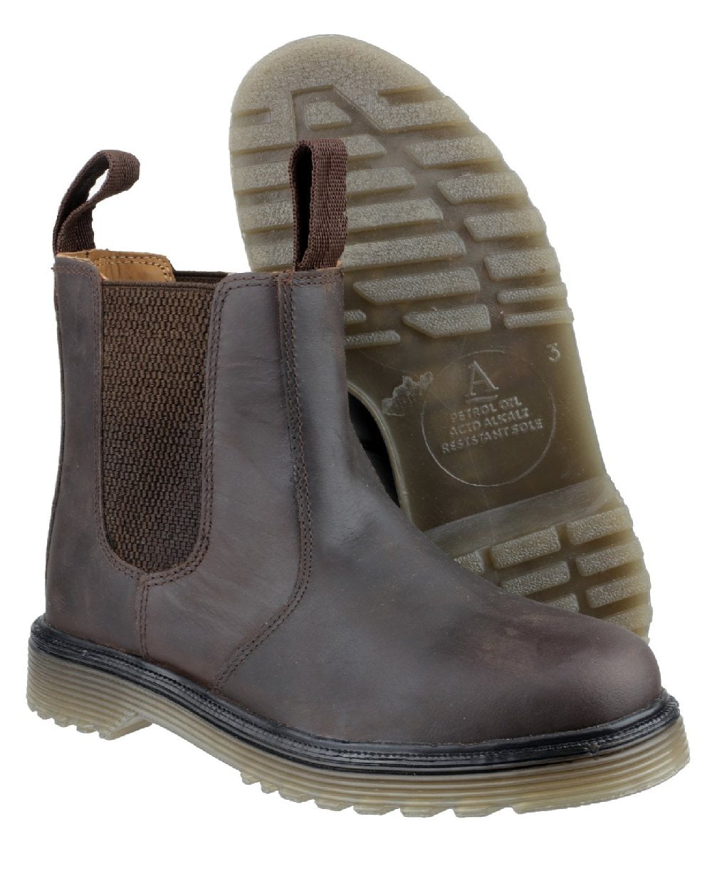 Brown coloured Amblers Chelmsford Dealer Boots on white background 