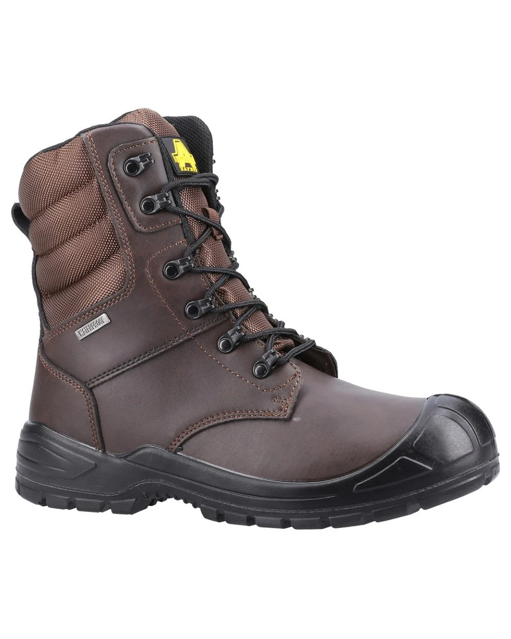 Brown coloured Amblers Safety AS240 Waterproof S3 SRC Safety Boots on white background 