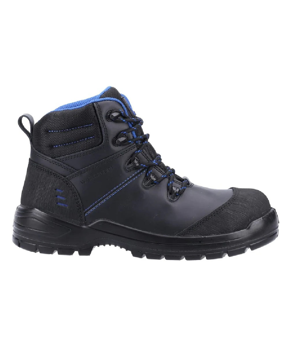 Black coloured Amblers Safety AS308C Waterproof Safety Boots on white background 