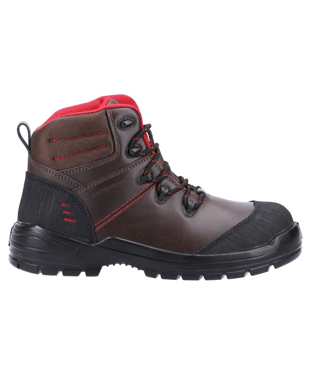 Brown coloured Amblers Safety AS308C Waterproof Safety Boots on white background 