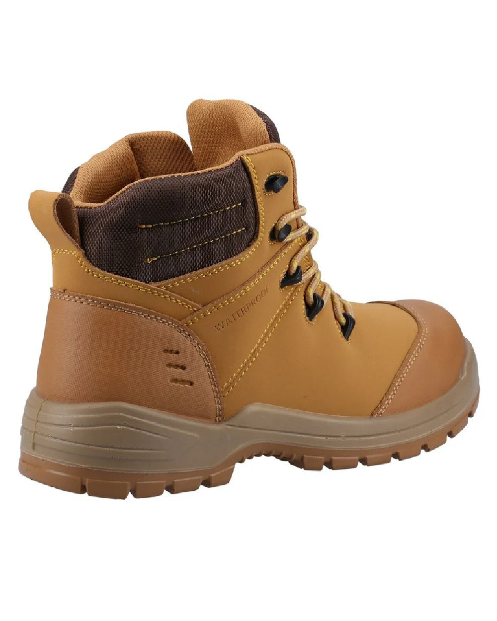 Honey coloured Amblers Safety AS308C Waterproof Safety Boots on white background 