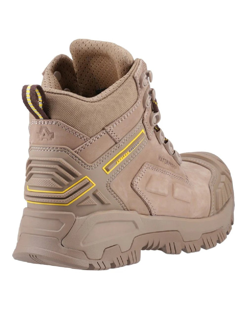 Stone coloured Amblers Safety AS965C Stone Safety Boots on white  background 