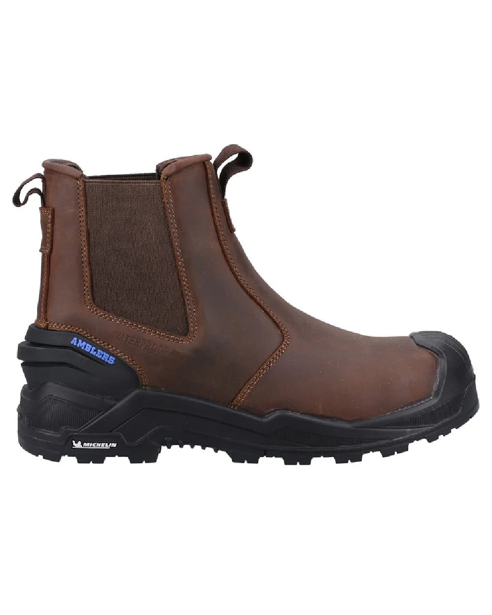 Brown coloured Amblers Safety AS982C Conway Waterproof Dealer Boots on white background 