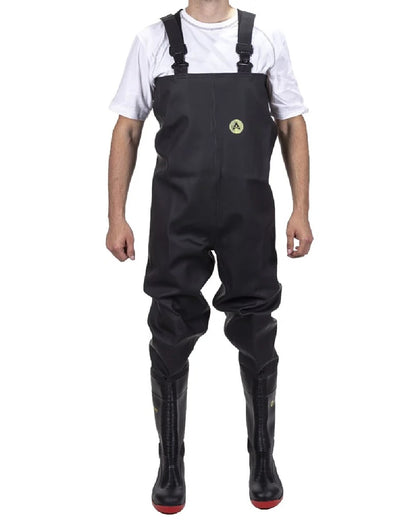 Black Coloured Amblers Safety Danube S5 SRA Chest Safety Waders on white background 