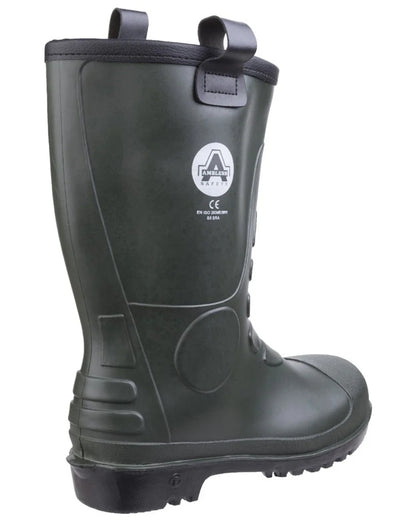 Green Coloured Amblers Safety FS97 S5 PVC Rigger Safety Boots on white background 