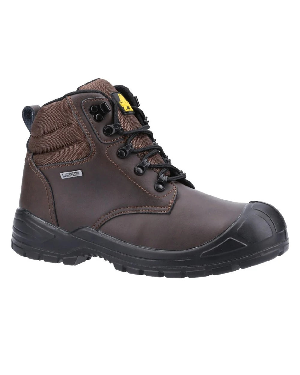 Brown coloured Amblers Safety Mens AS241 Waterproof S3 SRC Safety Boots on white background 