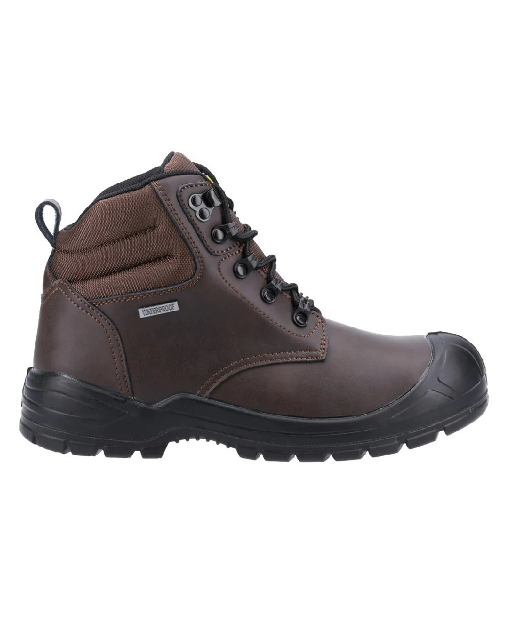 Brown coloured Amblers Safety Mens AS241 Waterproof S3 SRC Safety Boots on white background 