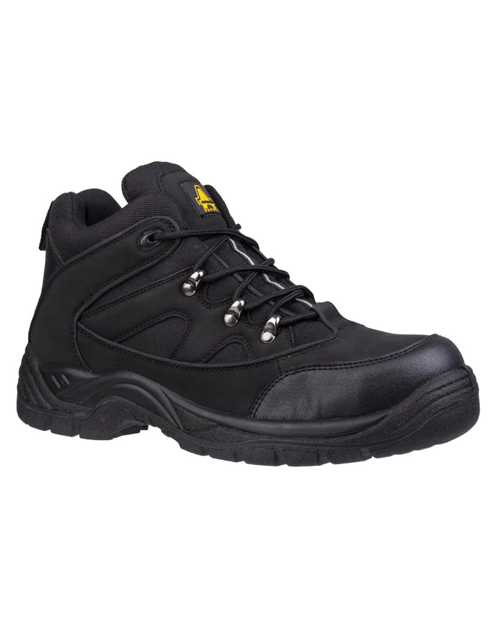 Black Coloured Amblers Safety Mens FS151 Vegan Friendly SRC Safety Boots on white background 
