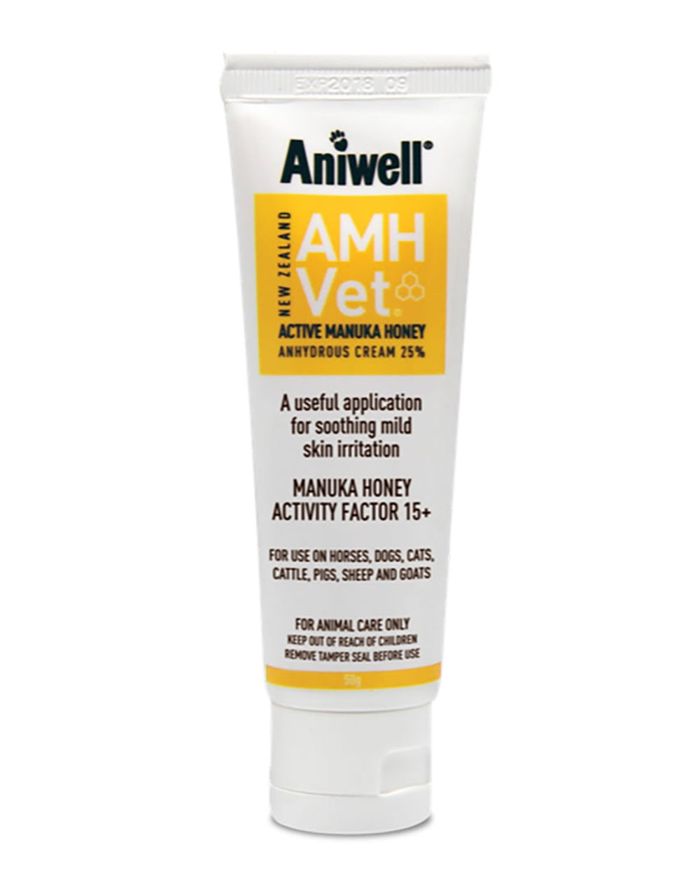 Aniwell Amh Vet Active Manuka Honey Cream 50g on white background