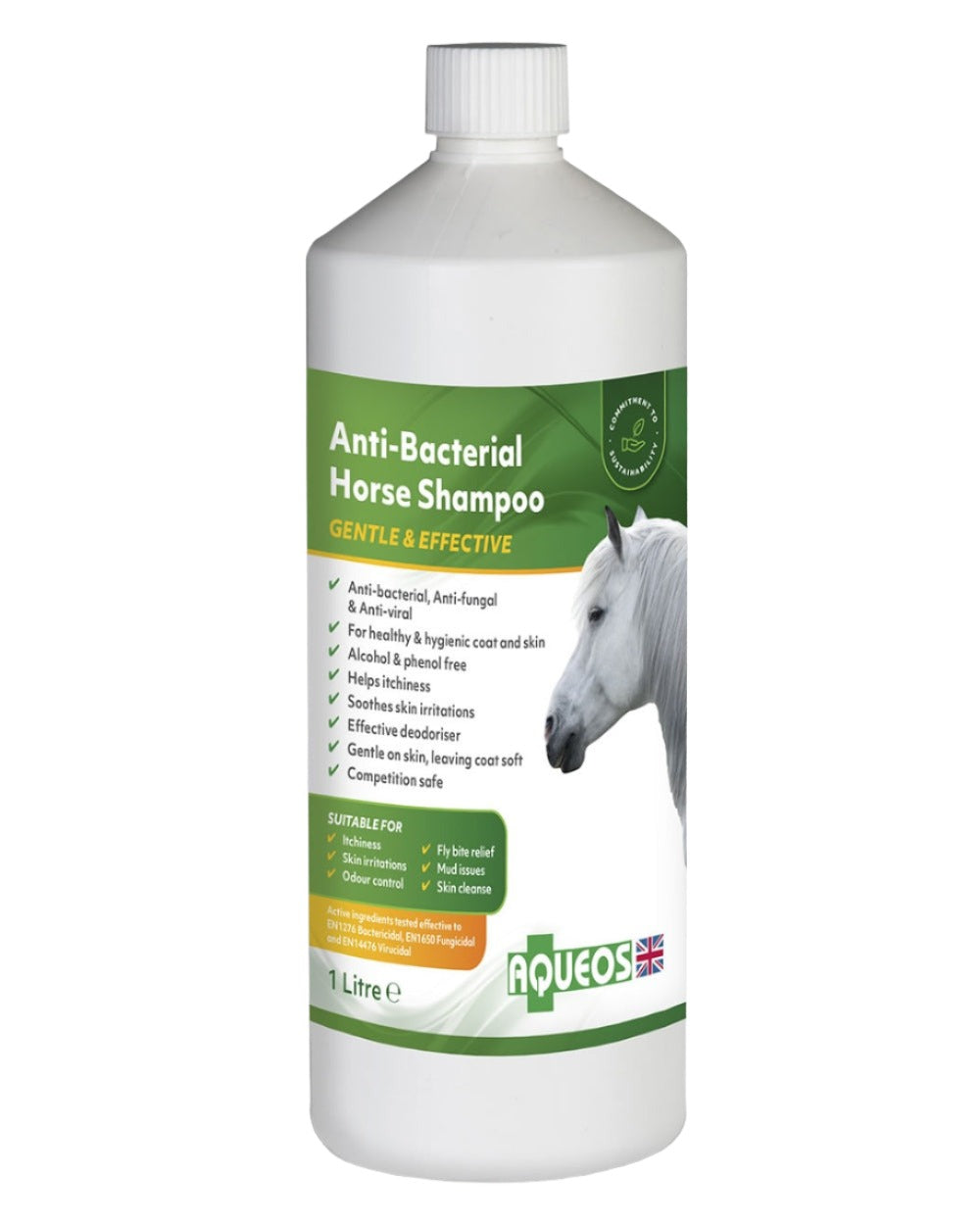 Aqueos Anti-Bacterial Horse Shampoo 1L on white background 