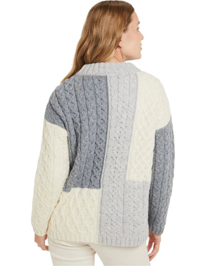 Dawn Coloured Aran Cobh Sweater on white background 