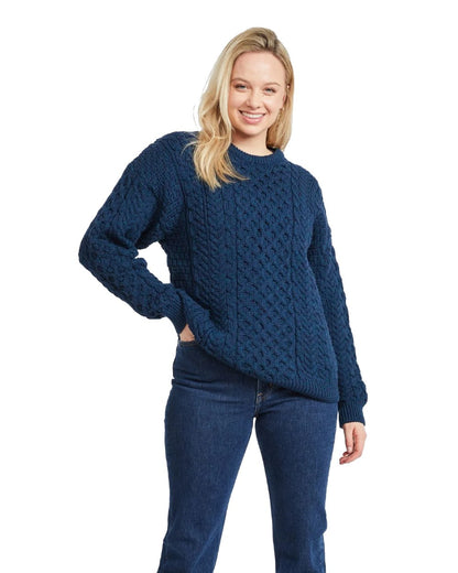 Atlantic Coloured Aran Inisheer Traditional Sweater on white background 