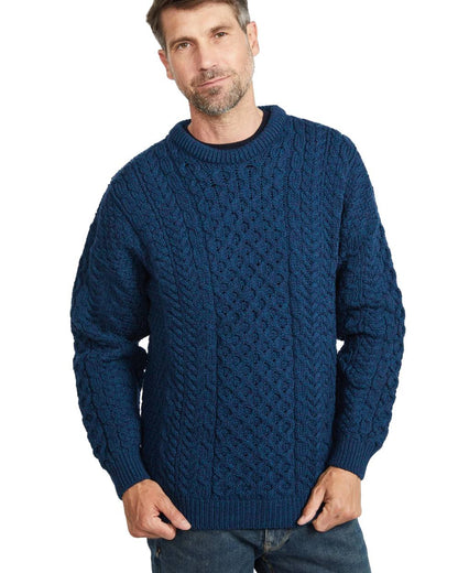 Atlantic Coloured Aran Inisheer Traditional Sweater on white background 