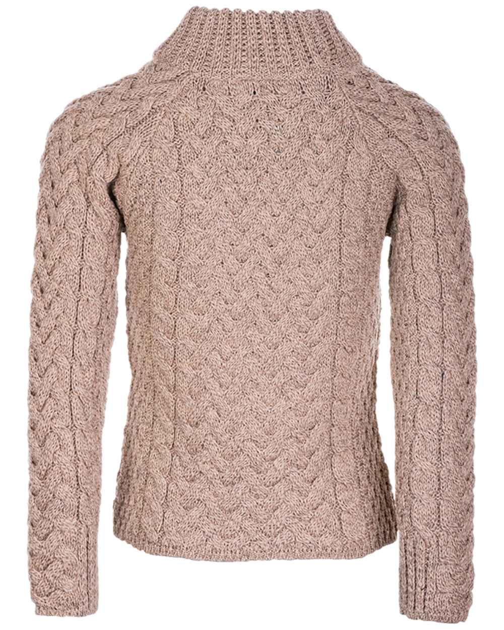 Wicker Coloured Aran Knightstown Womens Crew Neck Sweater on white background 