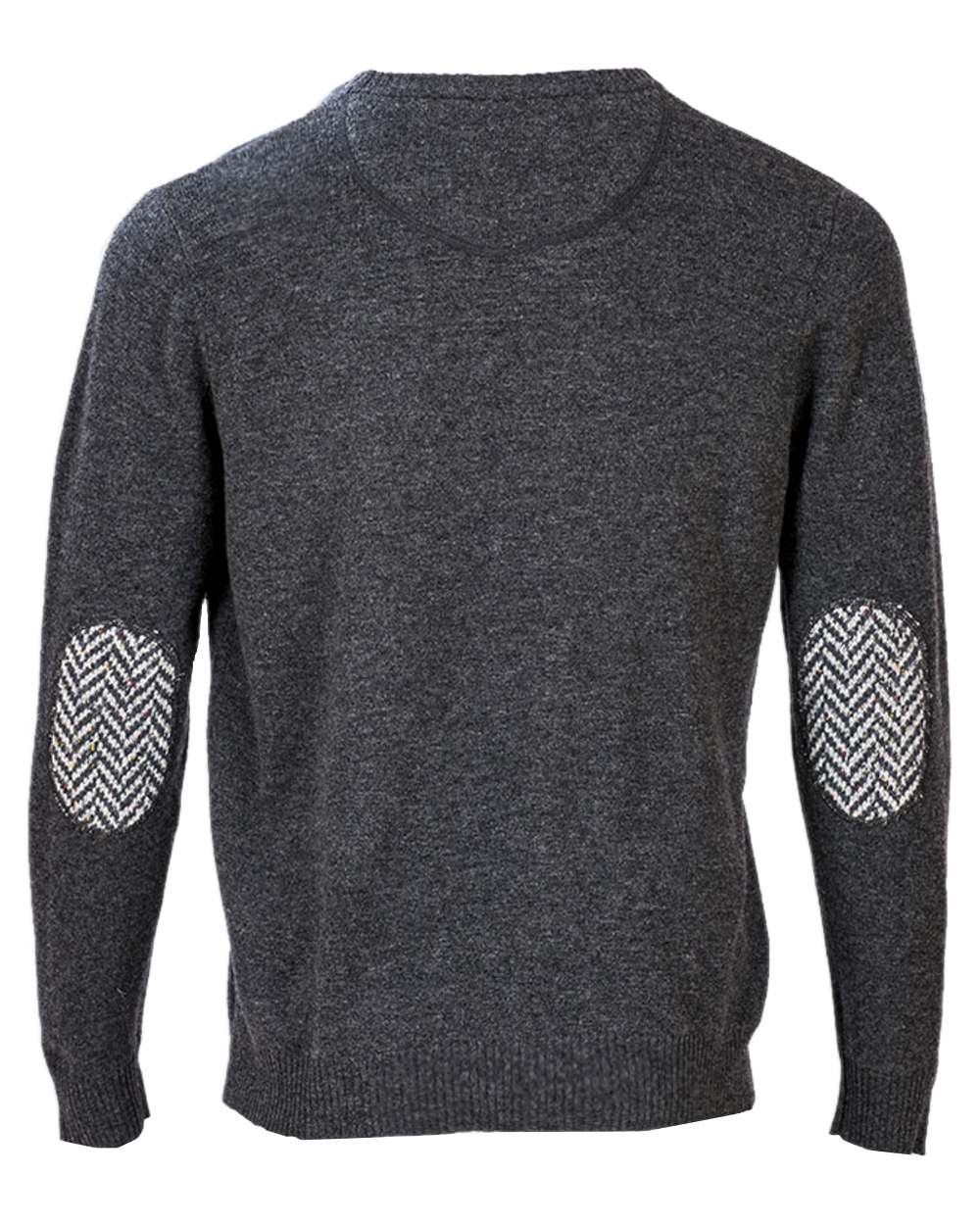 Grey Coloured Aran Merino Wool Crew Neck Sweater on white background 