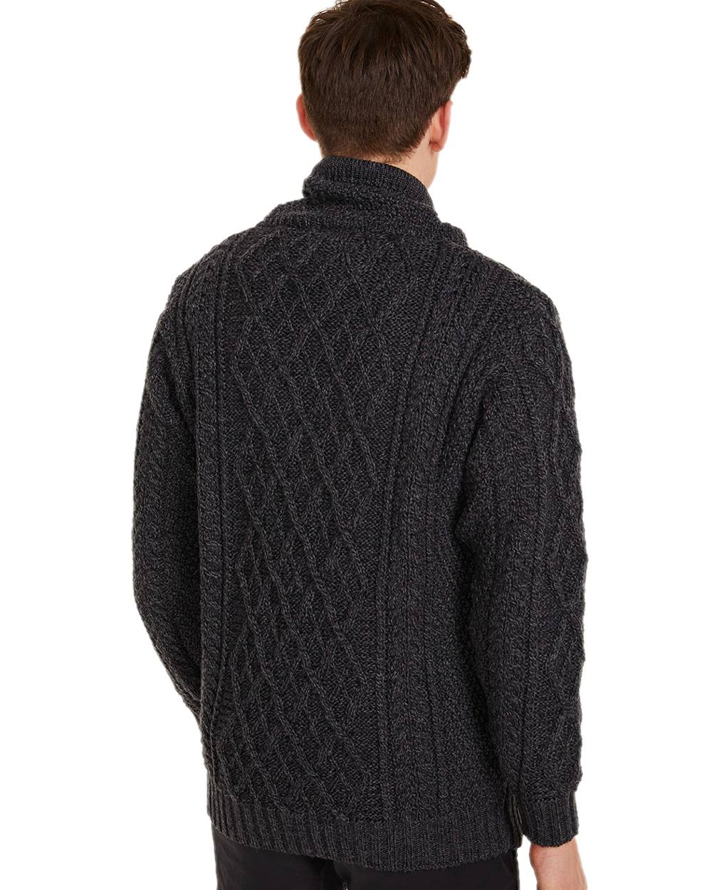 Derby Coloured Aran Merino Wool Pullover on white background 