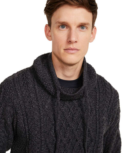 Derby Coloured Aran Merino Wool Pullover on white background 