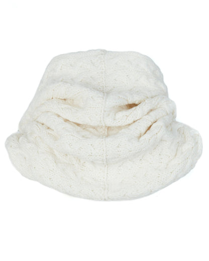 Cream coloured Aran Merino Wool Snood on white background 