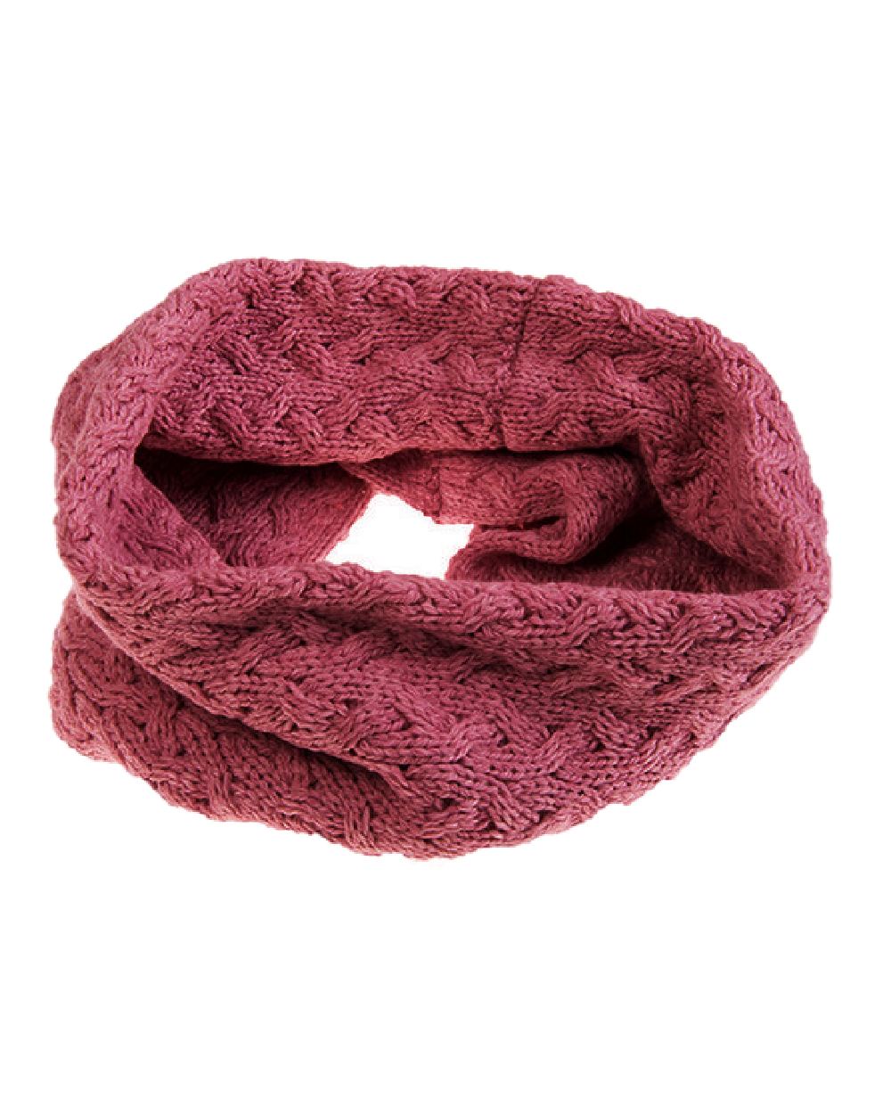 Jam coloured Aran Merino Wool Snood on white background 