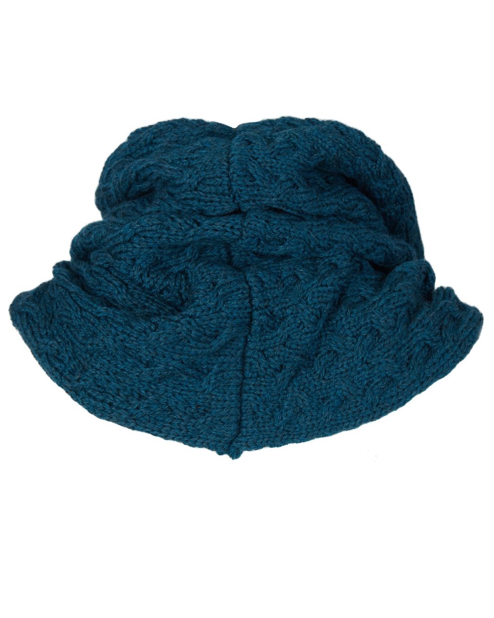 Teal coloured Aran Merino Wool Snood on white background 