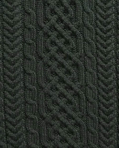 Seaweed Green Coloured Aran Supersoft Merino 1/2 Zip Jumper on white background 