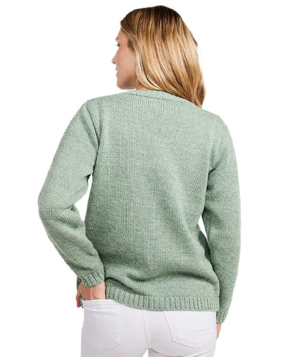 Mint Coloured Aran Womens Aoife Supersoft Crewneck Sweater on white background 
