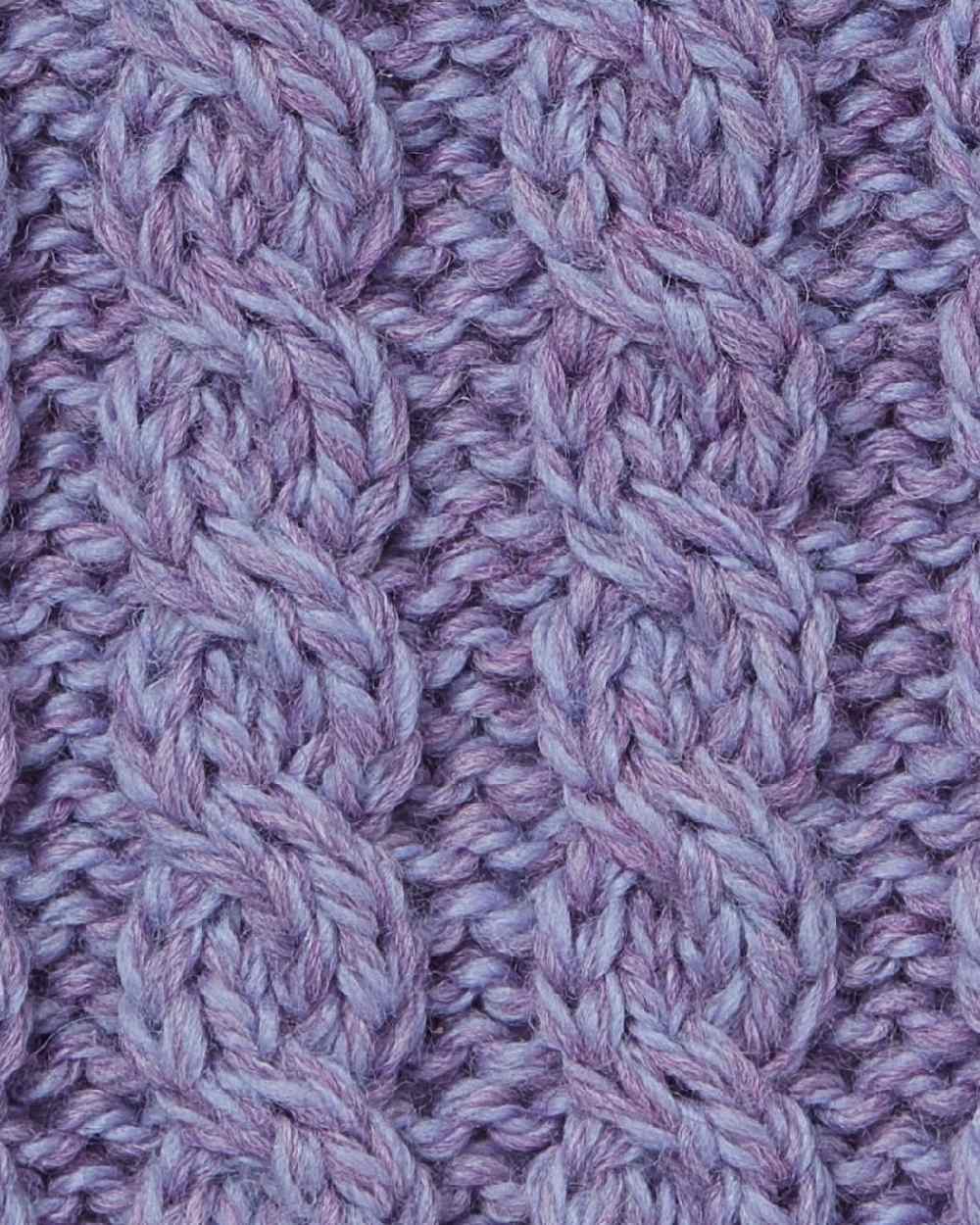 Lavender Coloured Aran Womens Ballina Buttoned Loop Scarf on white background 