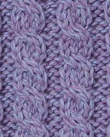 Lavender Coloured Aran Womens Ballina Buttoned Loop Scarf on white background 