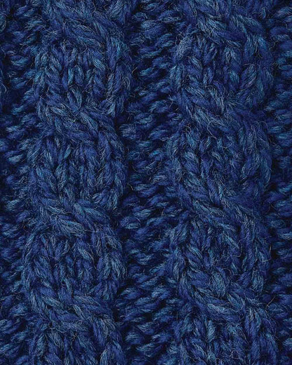 Atlantic Blue coloured Aran Womens Multi Cable Headband With Buttons on white background 